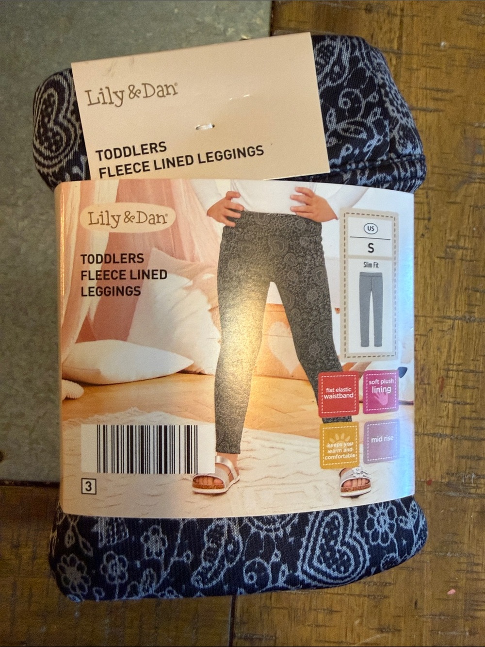 Lily & Dan Toddlers Navy Paisley Fleece-Lined Leggings